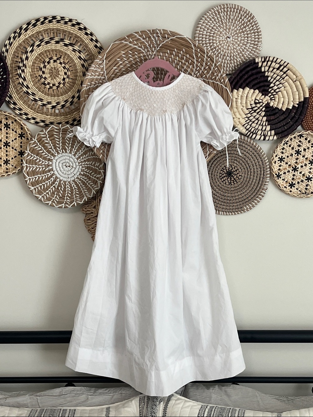 Classic White Smocked Formal Dress for Girls